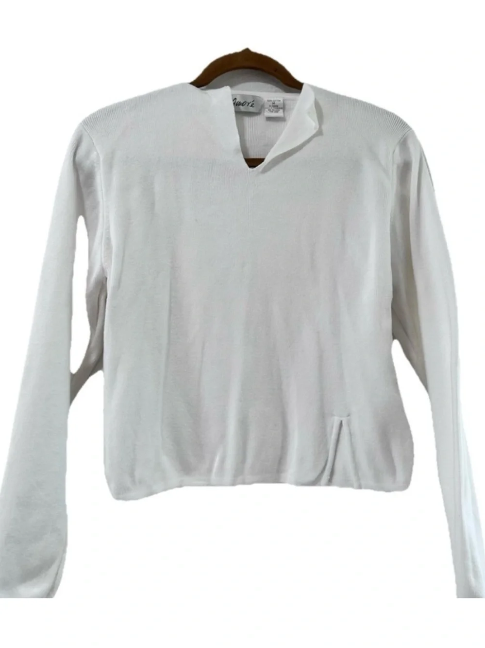 Amore White Knitting Top V-neck White White V-Neck Lightweight Sweater